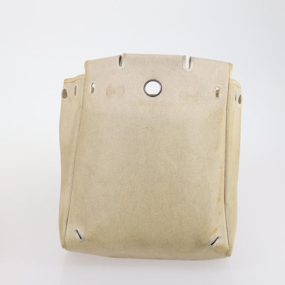 HERMES Her bag Hand Bag Canvas Coated Canvas 3 Set Beige Orange Auth bs30410