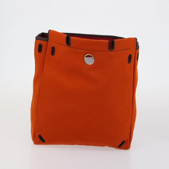 HERMES Her bag Hand Bag Canvas Coated Canvas 3 Set Beige Orange Auth bs30410