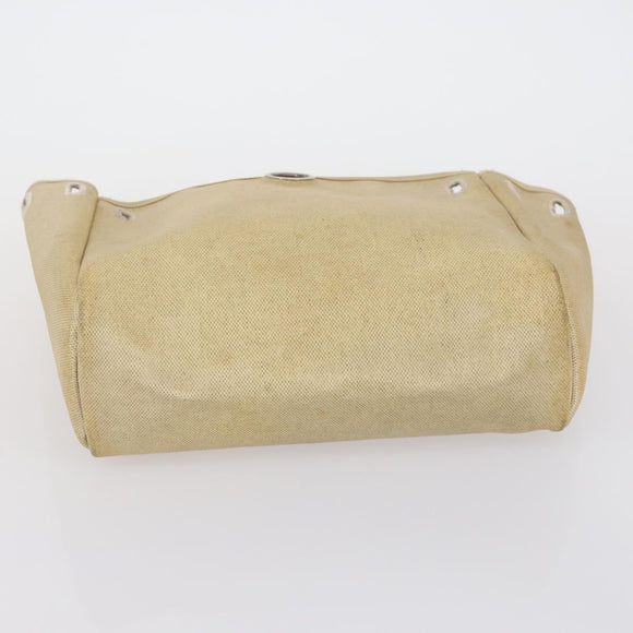 HERMES Her bag Hand Bag Canvas Coated Canvas 3 Set Beige Black Auth bs30411