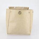 HERMES Her bag Hand Bag Canvas Coated Canvas 3 Set Beige Black Auth bs30411-16
