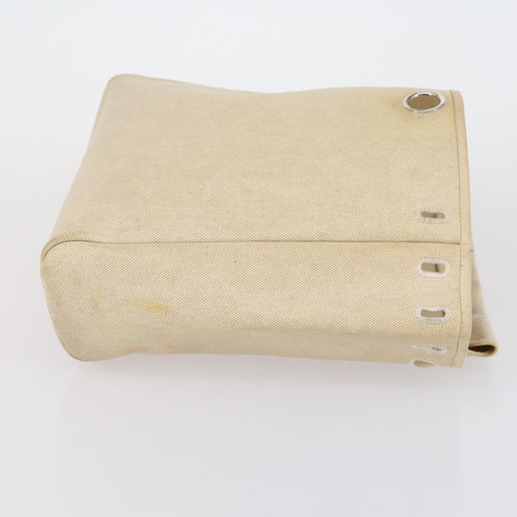 HERMES Her bag Hand Bag Canvas Coated Canvas 3 Set Beige Black Auth bs30411