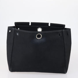 HERMES Her bag Hand Bag Canvas Coated Canvas 3 Set Beige Black Auth bs30411 - 0