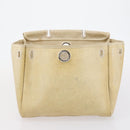 HERMES Her bag Hand Bag Canvas Coated Canvas 3 Set Beige Black Auth bs30411-9