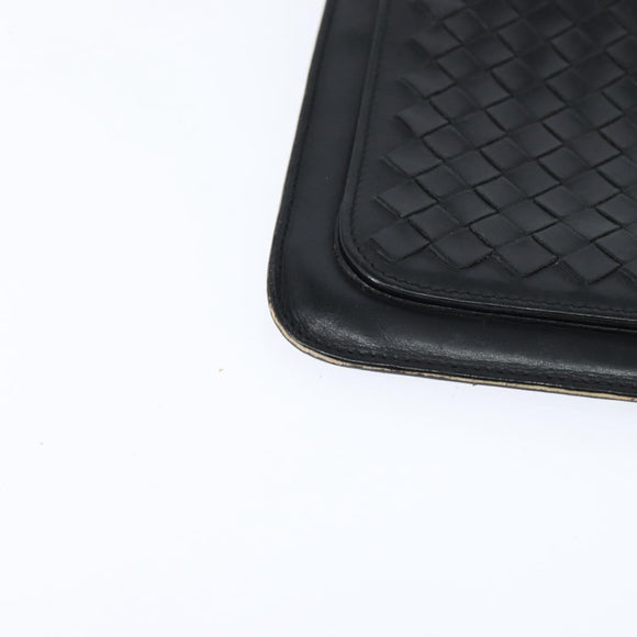 BOTTEGA VENETA INTRECCIATO Clutch Bag Leather Black Auth bs30412