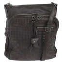BOTTEGA VENETA INTRECCIATO Shoulder Bag Leather Dark Brown Auth bs30413-1