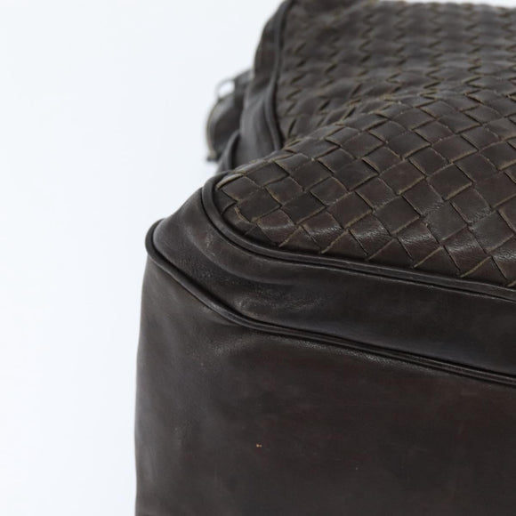 BOTTEGA VENETA INTRECCIATO Shoulder Bag Leather Dark Brown Auth bs30413