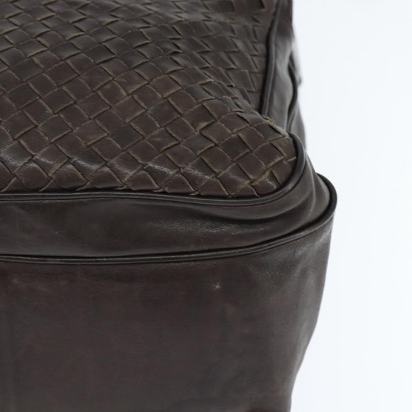 BOTTEGA VENETA INTRECCIATO Shoulder Bag Leather Dark Brown Auth bs30413