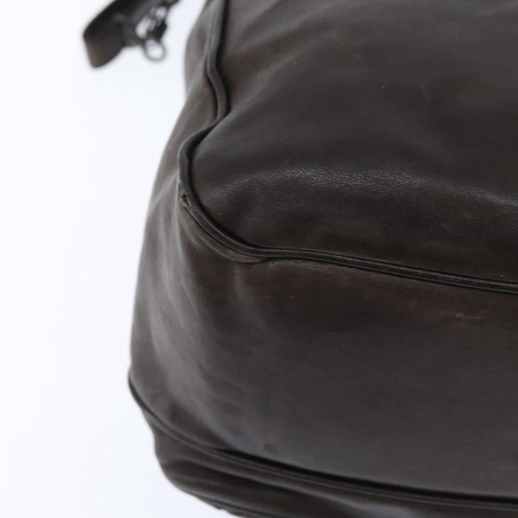 BOTTEGA VENETA INTRECCIATO Shoulder Bag Leather Dark Brown Auth bs30413