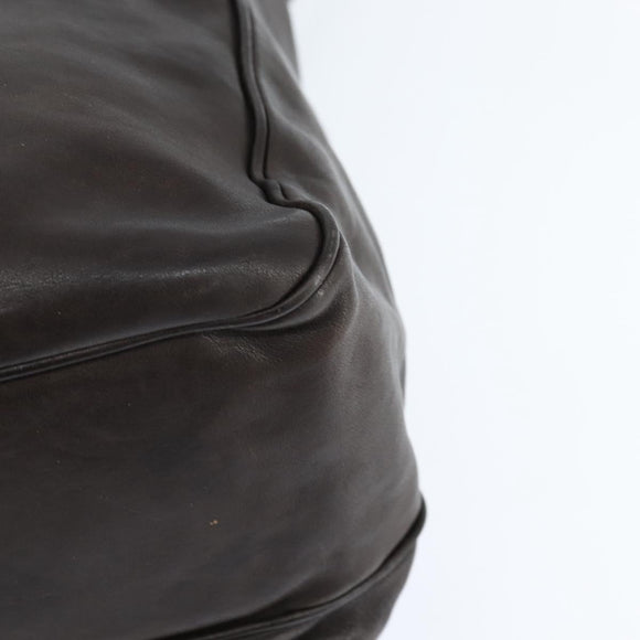 BOTTEGA VENETA INTRECCIATO Shoulder Bag Leather Dark Brown Auth bs30413