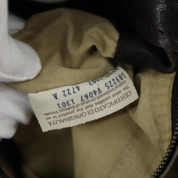 BOTTEGA VENETA INTRECCIATO Shoulder Bag Leather Dark Brown Auth bs30413