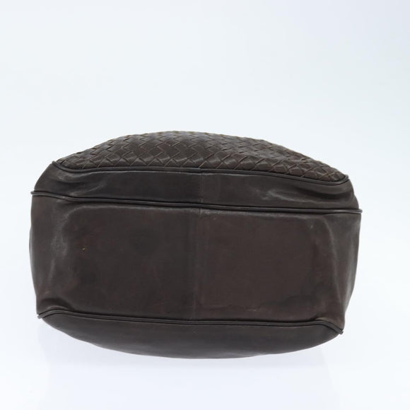 BOTTEGA VENETA INTRECCIATO Shoulder Bag Leather Dark Brown Auth bs30413