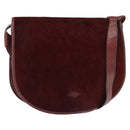 BALENCIAGA Shoulder Bag Suede Leather Bordeaux Gold Auth bs30414-1