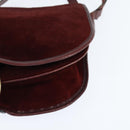 BALENCIAGA Shoulder Bag Suede Leather Bordeaux Gold Auth bs30414-14