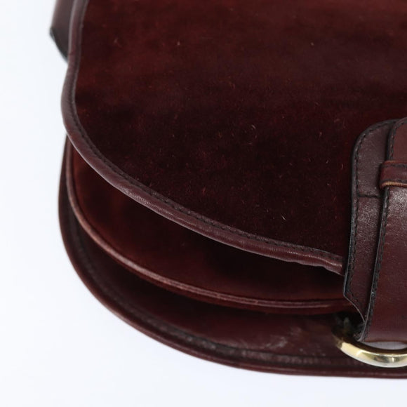 BALENCIAGA Shoulder Bag Suede Leather Bordeaux Gold Auth bs30414