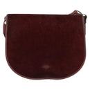 BALENCIAGA Shoulder Bag Suede Leather Bordeaux Gold Auth bs30414-13