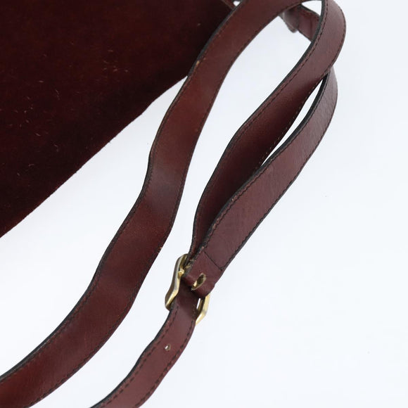 BALENCIAGA Shoulder Bag Suede Leather Bordeaux Gold Auth bs30414