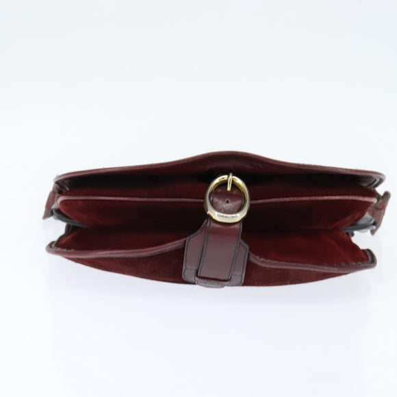 BALENCIAGA Shoulder Bag Suede Leather Bordeaux Gold Auth bs30414