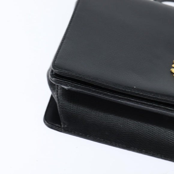 GIVENCHY Hand Bag Leather Black Gold Auth bs30415