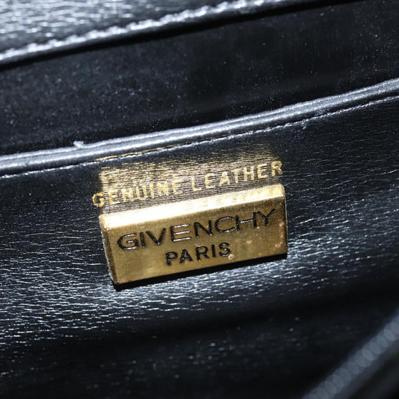 GIVENCHY Hand Bag Leather Black Gold Auth bs30415