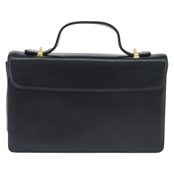 GIVENCHY Hand Bag Leather Black Gold Auth bs30415