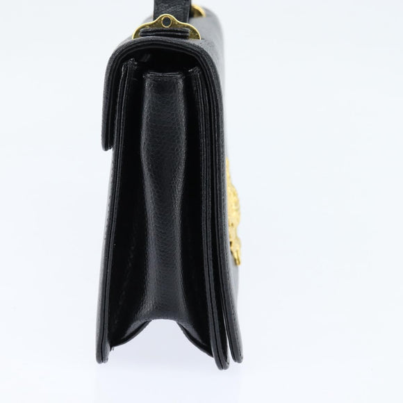 GIVENCHY Hand Bag Leather Black Gold Auth bs30415