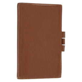 HERMES Day Planner Cover Leather Brown Orange Auth bs30416