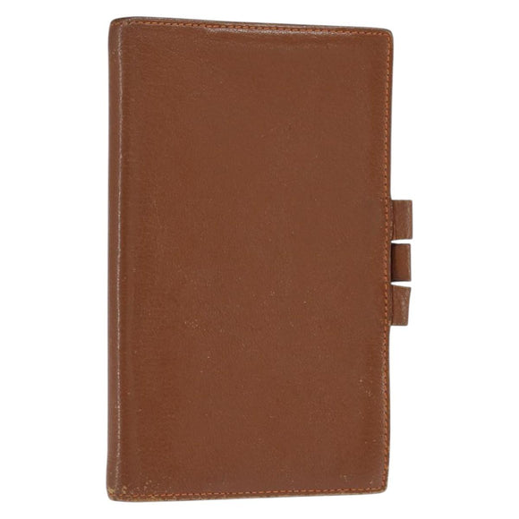 HERMES Day Planner Cover Leather Brown Orange Auth bs30416