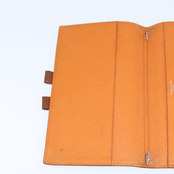 HERMES Day Planner Cover Leather Brown Orange Auth bs30416