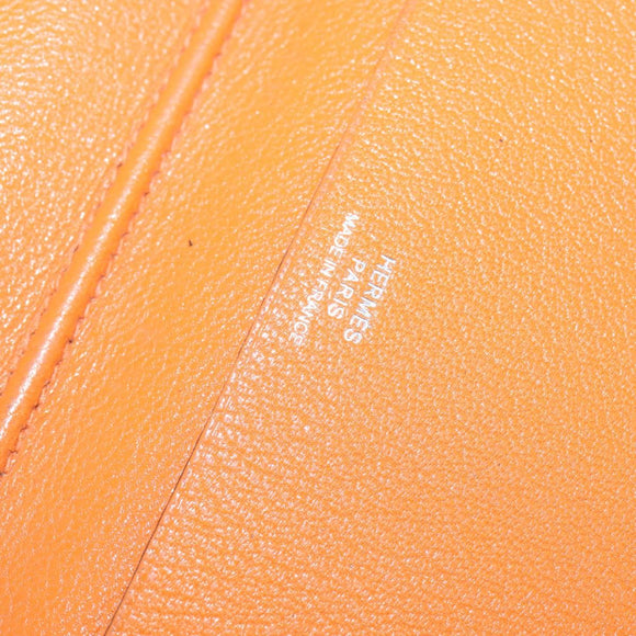 HERMES Day Planner Cover Leather Brown Orange Auth bs30416
