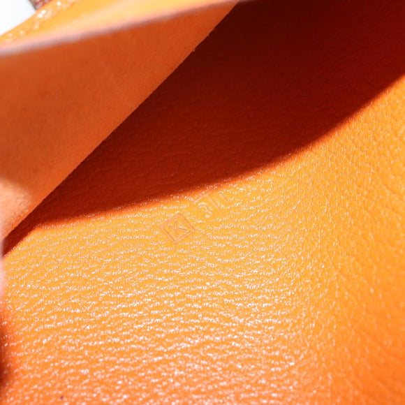 HERMES Day Planner Cover Leather Brown Orange Auth bs30416