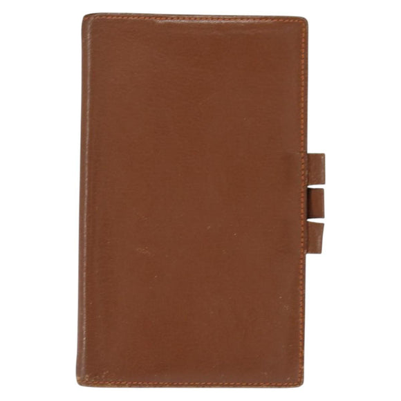 HERMES Day Planner Cover Leather Brown Orange Auth bs30416