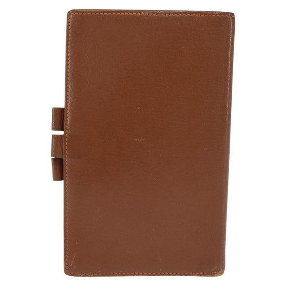 HERMES Day Planner Cover Leather Brown Orange Auth bs30416