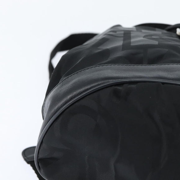 Salvatore Ferragamo Gancini Backpack Nylon Leather Black Silver Auth bs30419