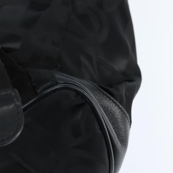 Salvatore Ferragamo Gancini Backpack Nylon Leather Black Silver Auth bs30419