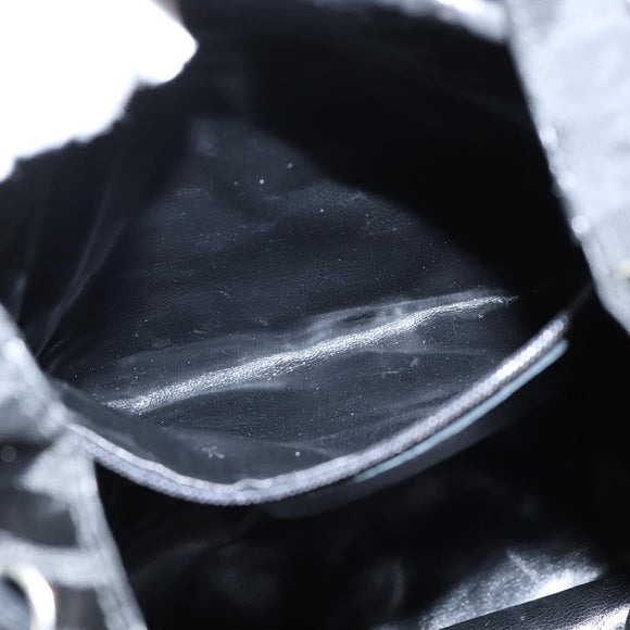 Salvatore Ferragamo Gancini Backpack Nylon Leather Black Silver Auth bs30419