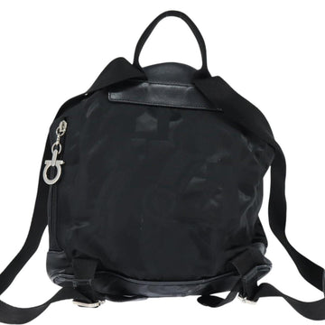 Salvatore Ferragamo Gancini Backpack Nylon Leather Black Silver Auth bs30419 - 0