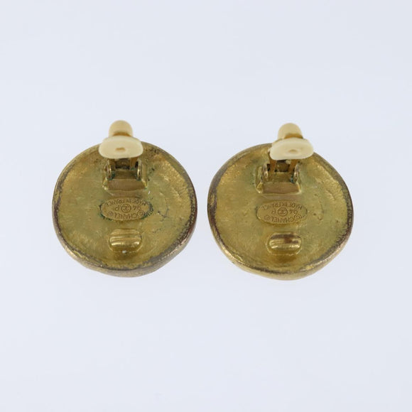CHANEL COCO Mark Earring metal Gold CC Auth bs30420