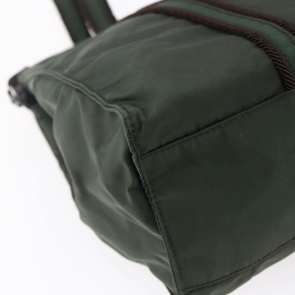 PRADA Tote Bag Nylon Khaki Silver Auth bs30429