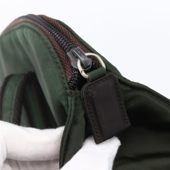 PRADA Tote Bag Nylon Khaki Silver Auth bs30429