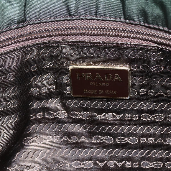 PRADA Tote Bag Nylon Khaki Silver Auth bs30429