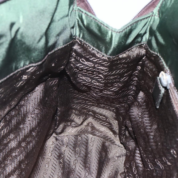 PRADA Tote Bag Nylon Khaki Silver Auth bs30429