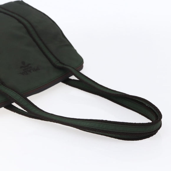 PRADA Tote Bag Nylon Khaki Silver Auth bs30429