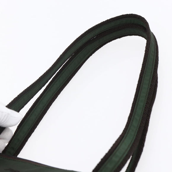 PRADA Tote Bag Nylon Khaki Silver Auth bs30429