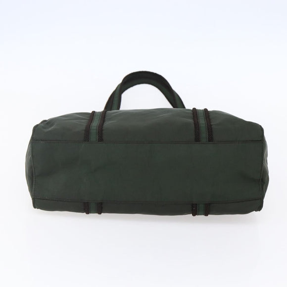 PRADA Tote Bag Nylon Khaki Silver Auth bs30429