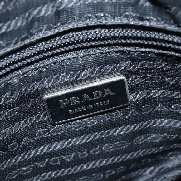 PRADA Grommet Tote Bag Nylon Black Silver Auth bs30430