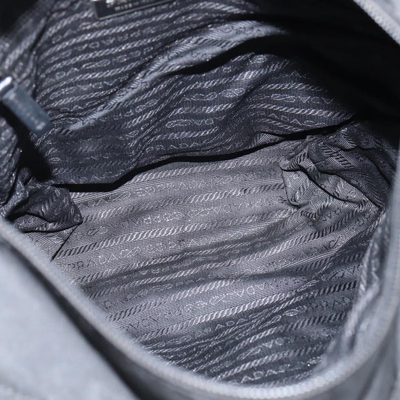 PRADA Grommet Tote Bag Nylon Black Silver Auth bs30430
