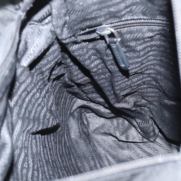 PRADA Grommet Tote Bag Nylon Black Silver Auth bs30430