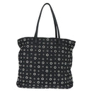 PRADA Grommet Tote Bag Nylon Black Silver Auth bs30430-2
