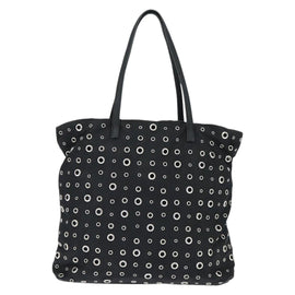 PRADA Grommet Tote Bag Nylon Black Silver Auth bs30430 - 0