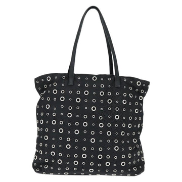 PRADA Grommet Tote Bag Nylon Black Silver Auth bs30430 - 0